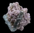 Blue Tourmaline Crystal in Lilac Lepidolite