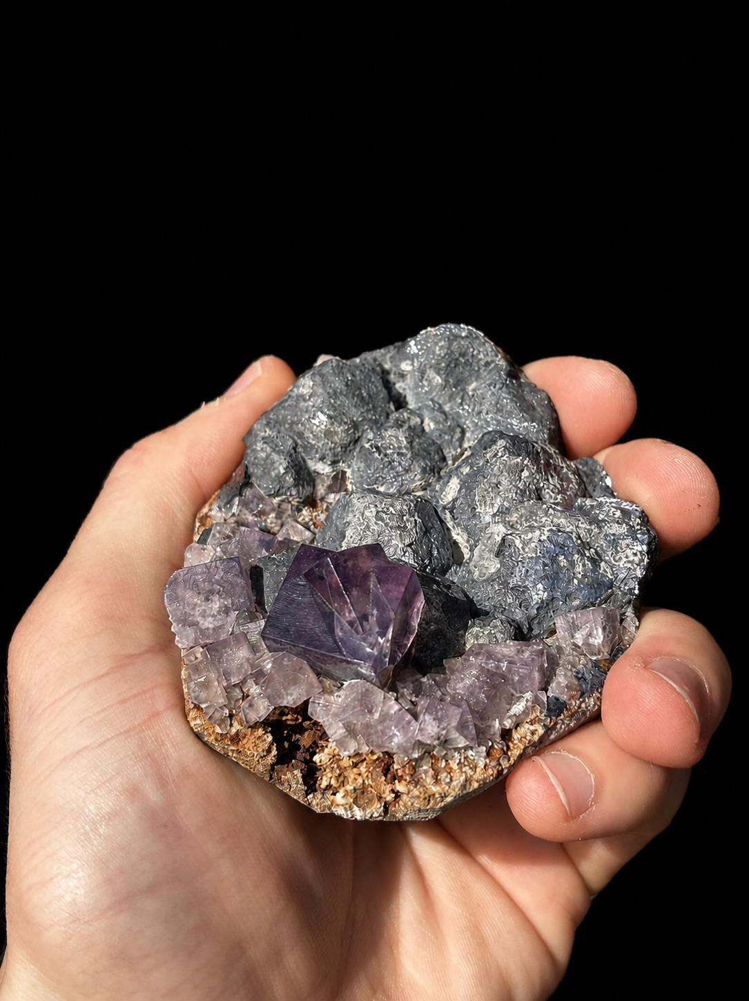Purple Fluorite Galena Matrix Specimen | Weardale England Crystal Display Piece