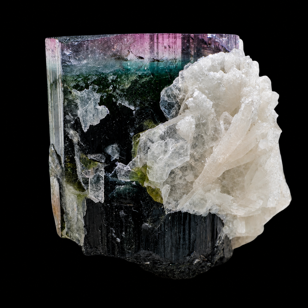 Blue-Mauve Tipped Elbaite Tourmaline with Cleavelandite from Chamachhu, Pakistan