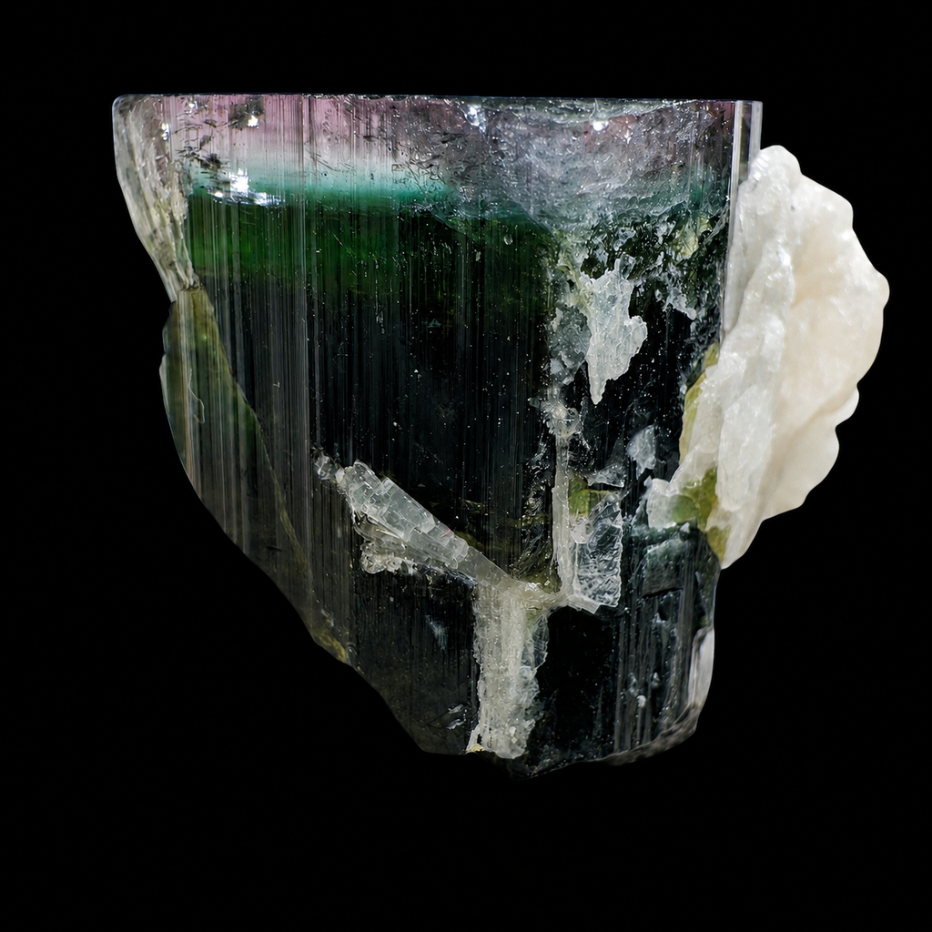 Blue-Mauve Tipped Elbaite Tourmaline with Cleavelandite from Chamachhu, Pakistan