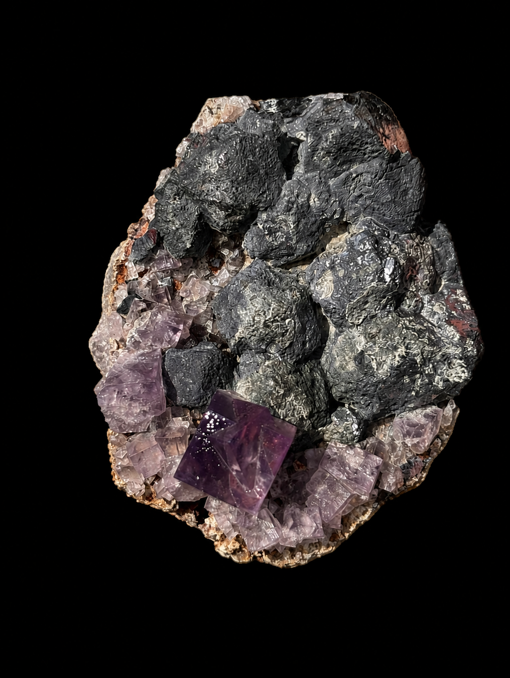 Purple Fluorite Galena Matrix Specimen | Weardale England Crystal Display Piece