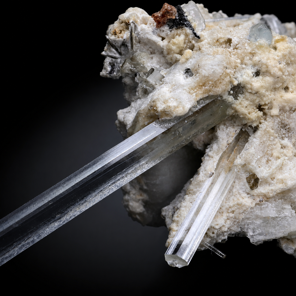 Aquamarine with Spessartine & Schorl from Skardu, Pakistan