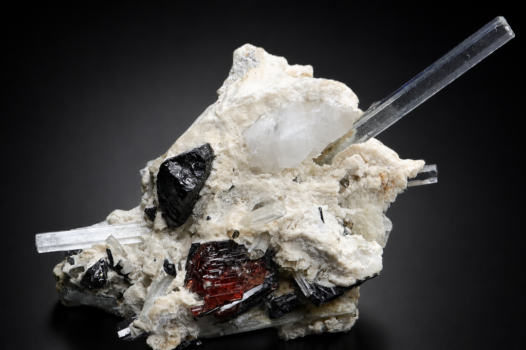 Aquamarine with Spessartine & Schorl from Skardu, Pakistan