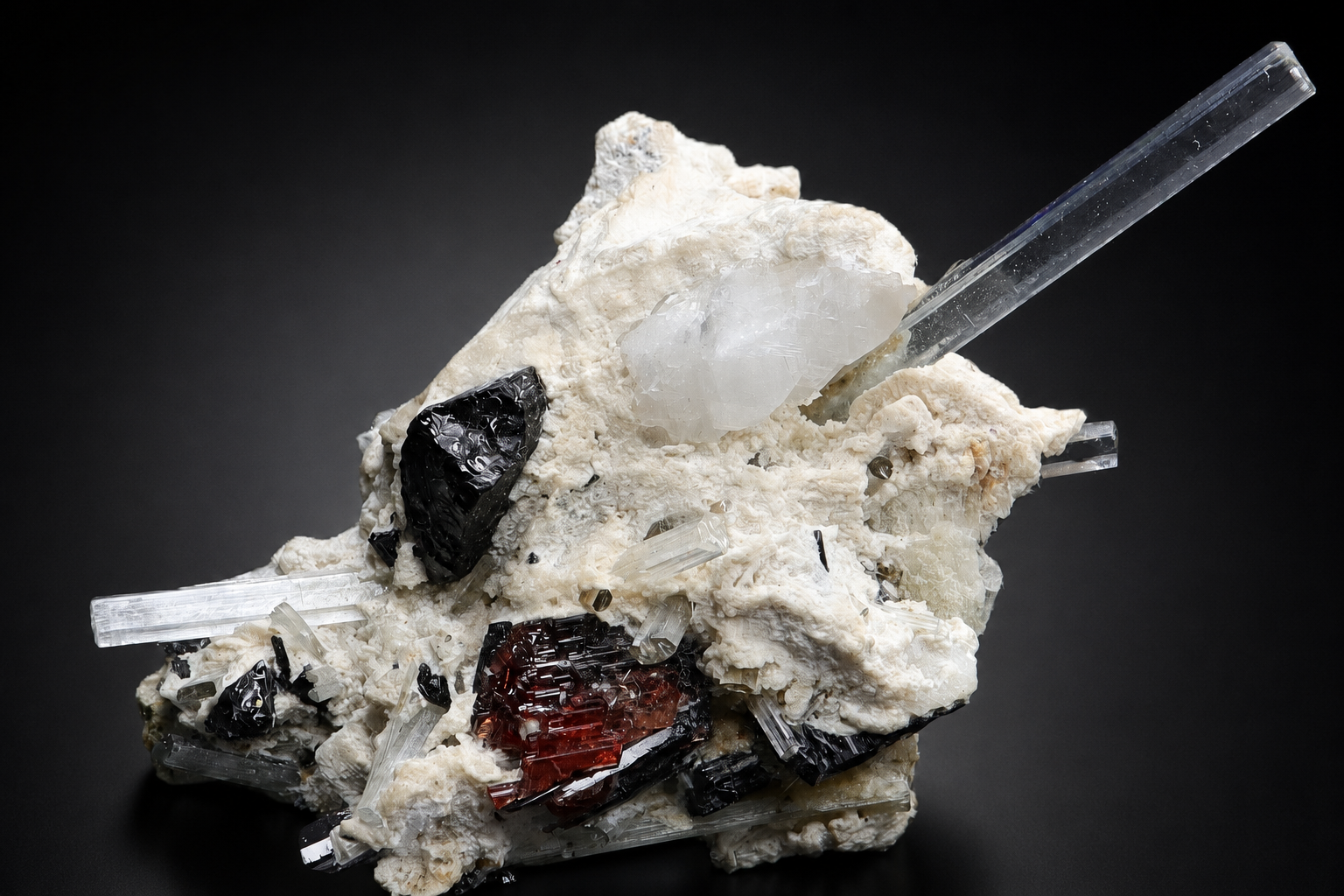 Aquamarine with Spessartine & Schorl from Skardu, Pakistan