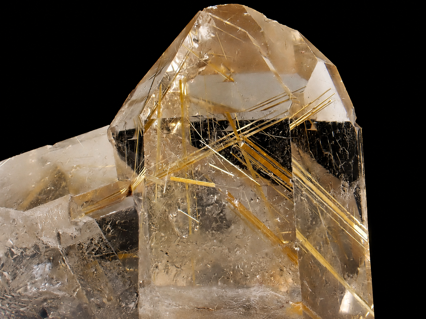 Golden Rutile in Quartz Crystal Cluster from Bahia, Brazil