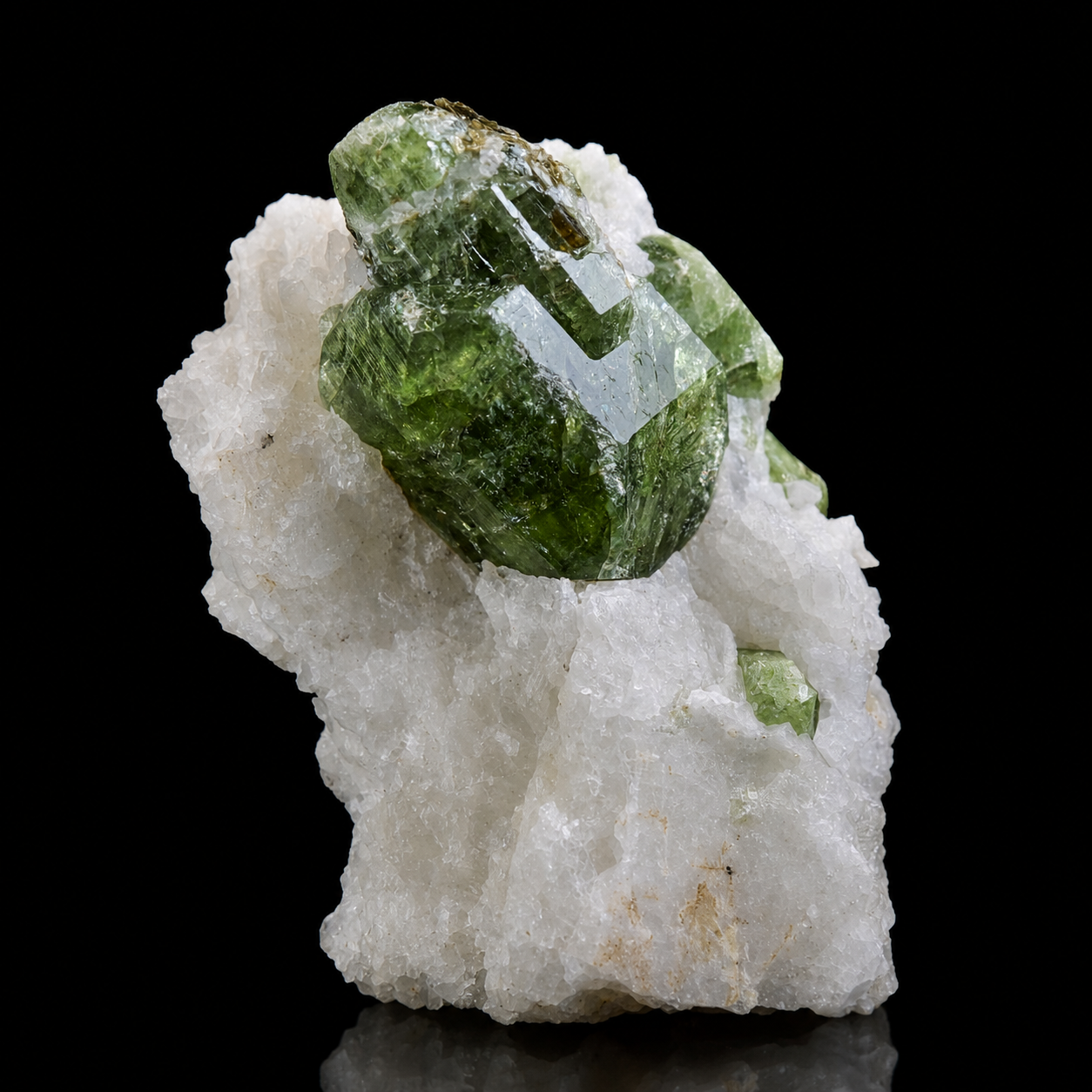 Gemmy Green Diopside on Marble from Badakhshan, Afghanistan