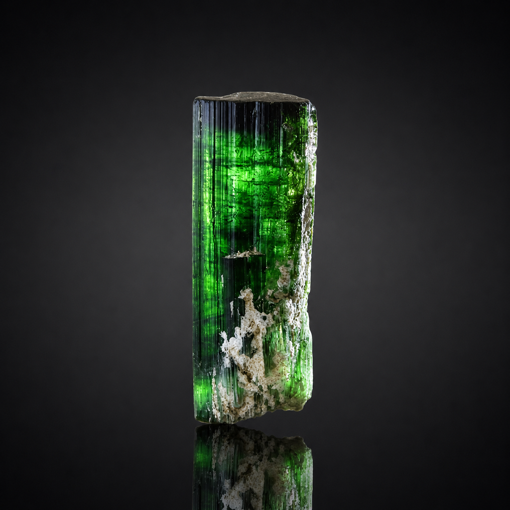 Terminated Green Tourmaline Crystal from Kunar, Afghanistan