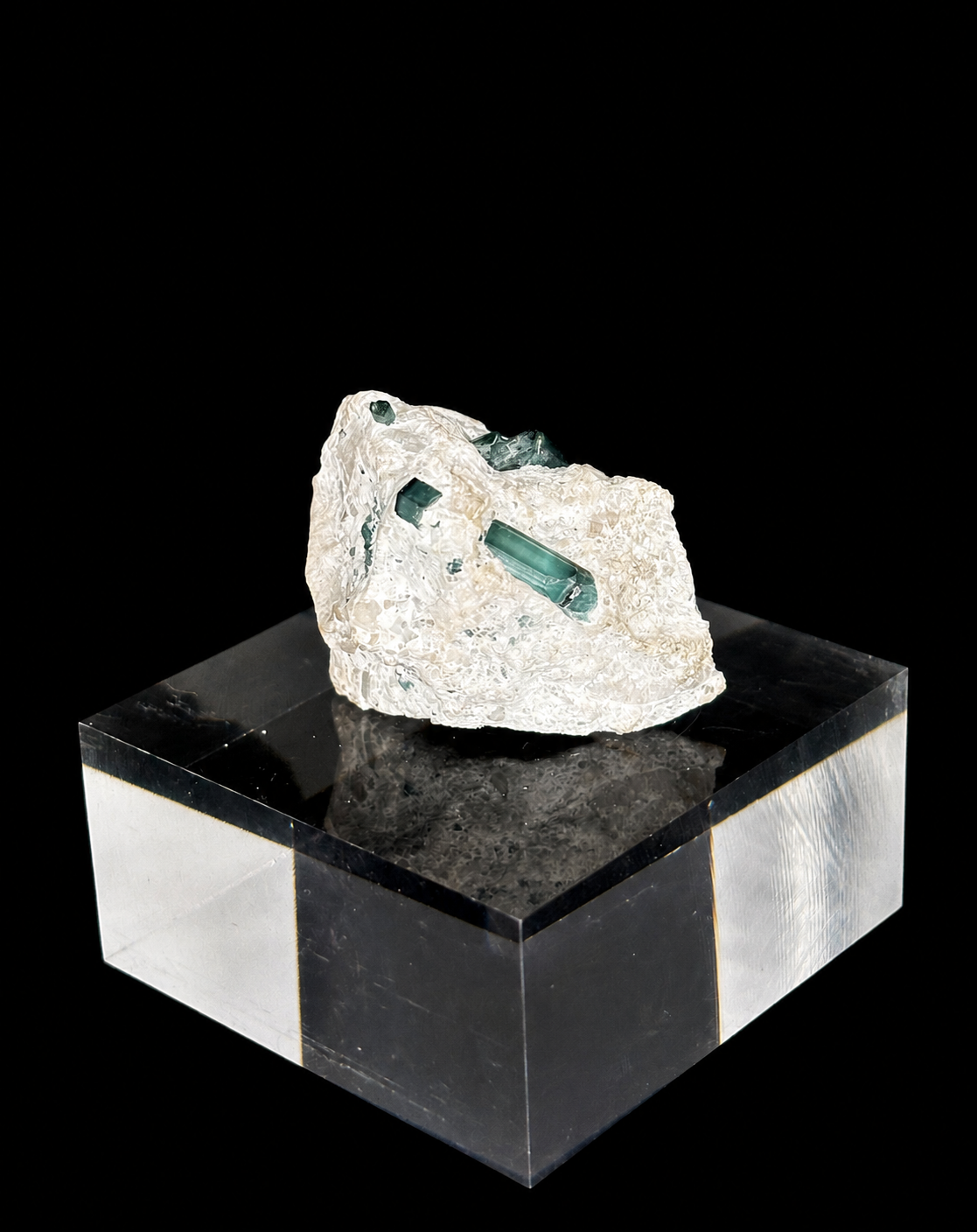 Blue Tourmaline on White Matrix (Indicolite) – 4.0 cm Crystal Specimen