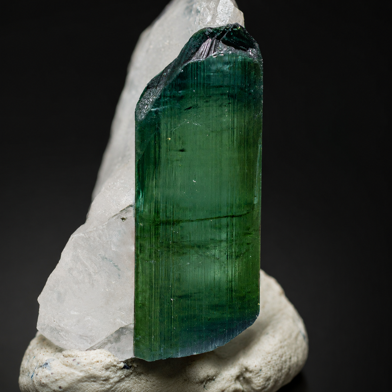 Green Tourmaline with Quartz from Kunar, Afghanistan