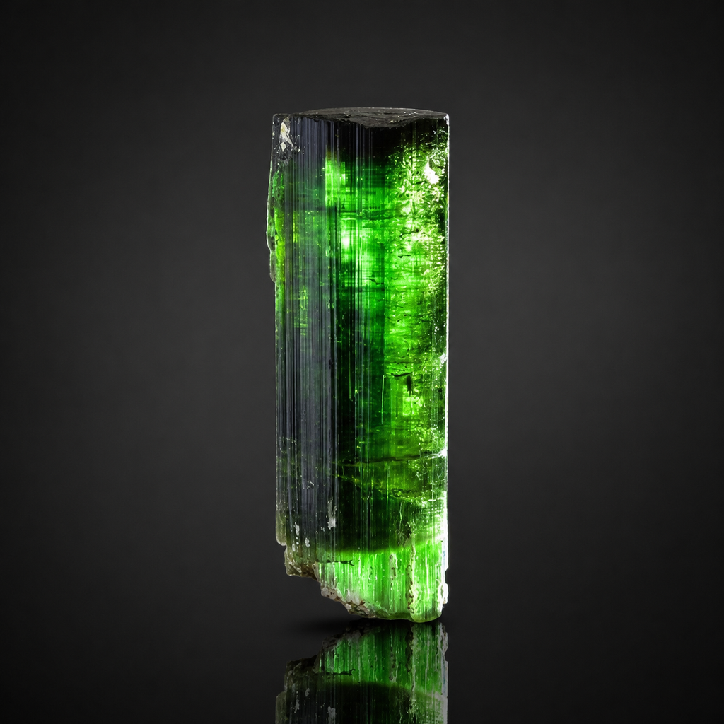 Terminated Green Tourmaline Crystal from Kunar, Afghanistan
