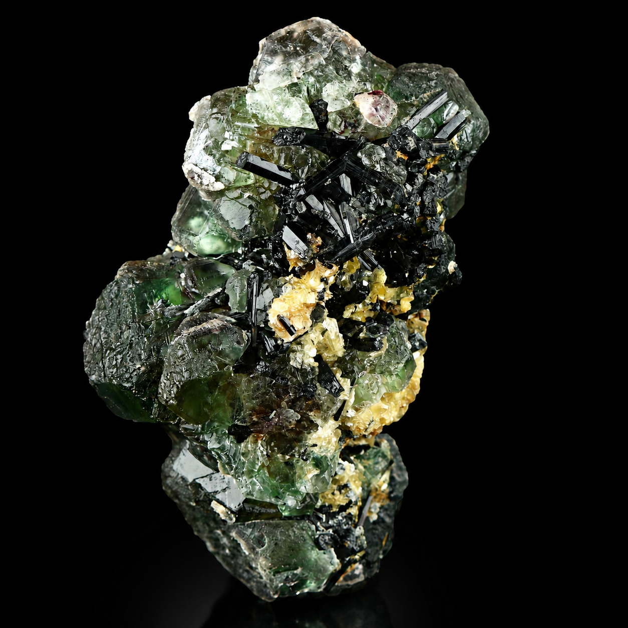 Green Fluorite with Schorl from Erongo Mountains, Namibia