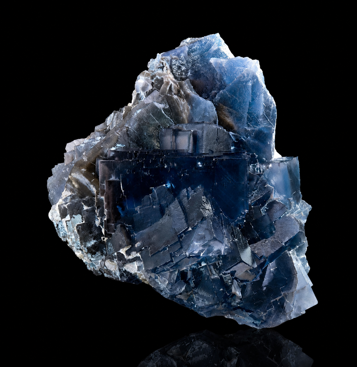 Glacial Blue Fluorite Cluster Crystal Specimen