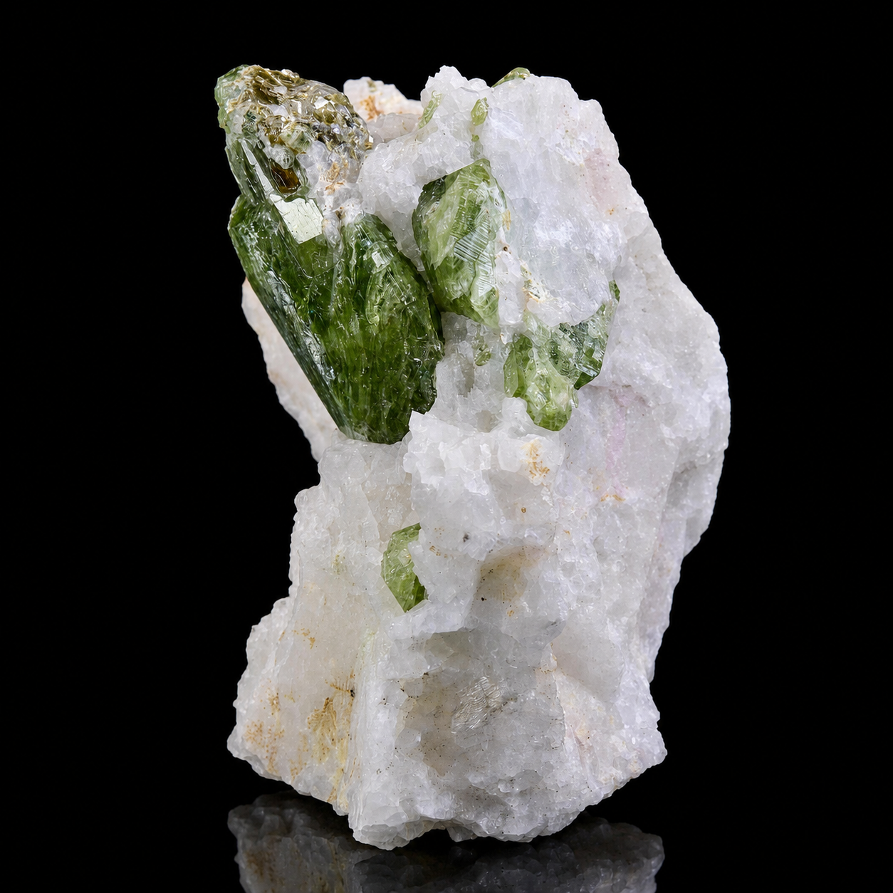 Gemmy Green Diopside on Marble from Badakhshan, Afghanistan