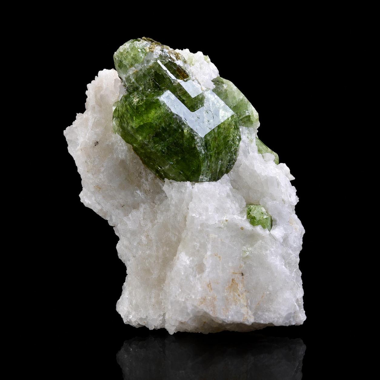 Gemmy Green Diopside on Marble from Badakhshan, Afghanistan