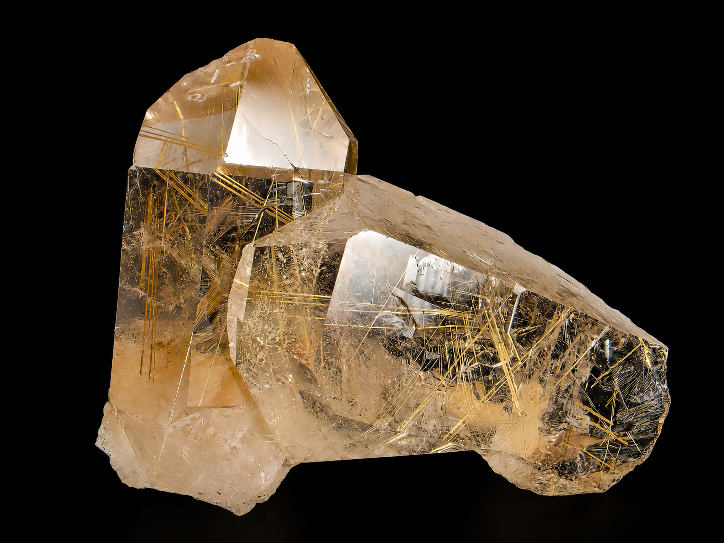 Golden Rutile in Quartz Crystal Cluster from Bahia, Brazil