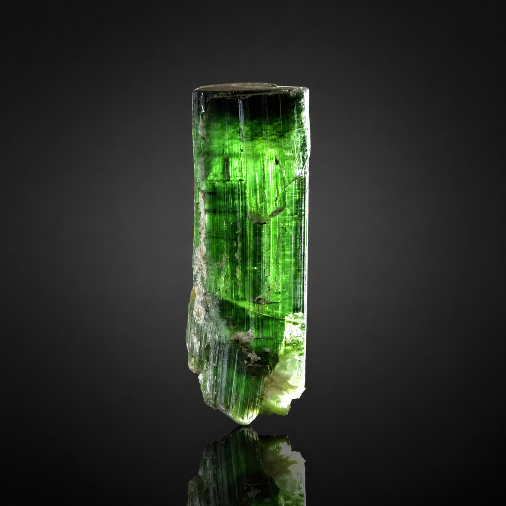 Terminated Green Tourmaline Crystal from Kunar, Afghanistan