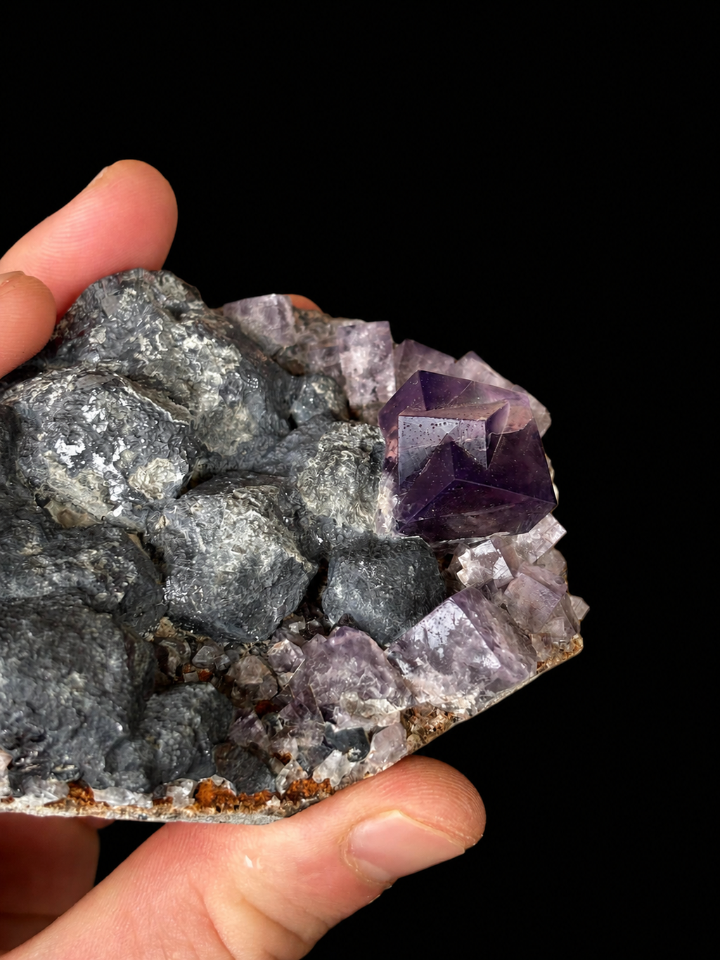 Purple Fluorite Galena Matrix Specimen | Weardale England Crystal Display Piece