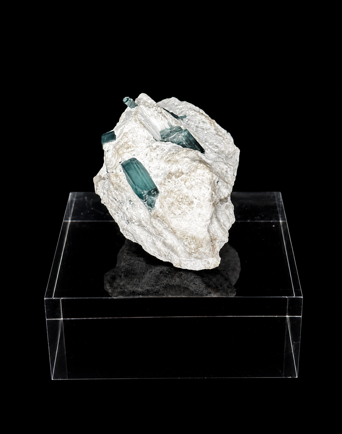 Blue Tourmaline on White Matrix (Indicolite) – 4.0 cm Crystal Specimen