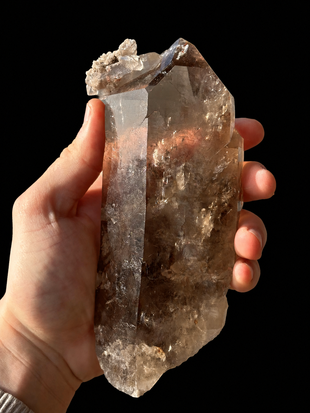 Large Smoky Quartz Crystal with Inclusions | Diamantina Brazil Quartz Point | Natural Cabinet Mineral Specimen