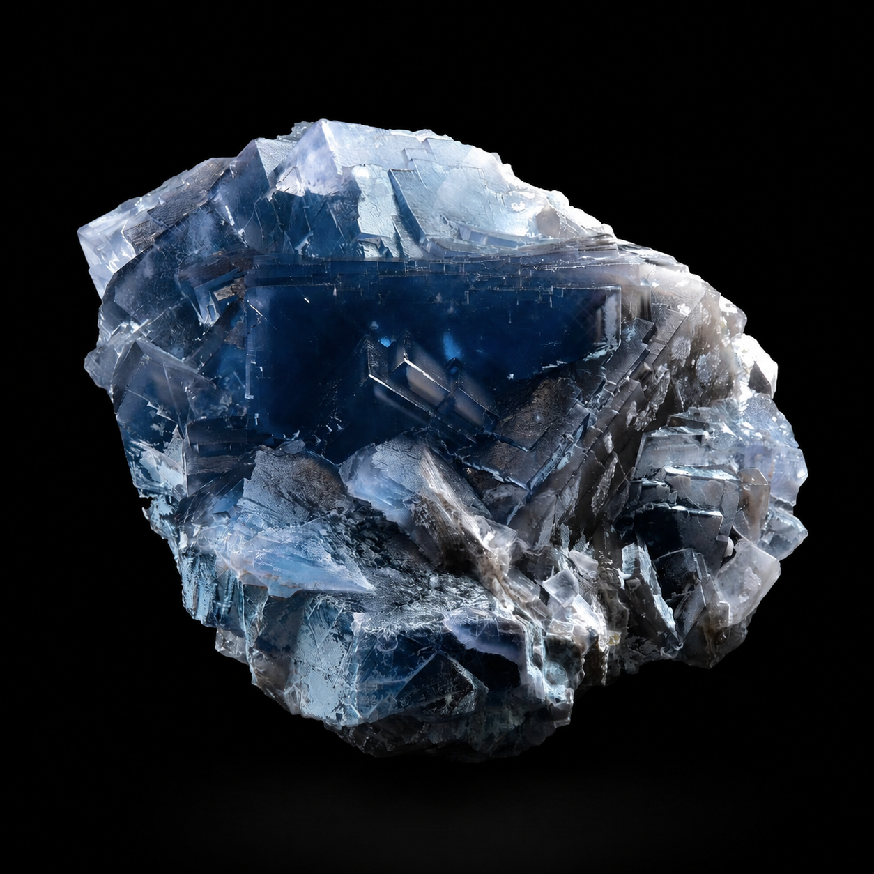 Glacial Blue Fluorite Cluster Crystal Specimen