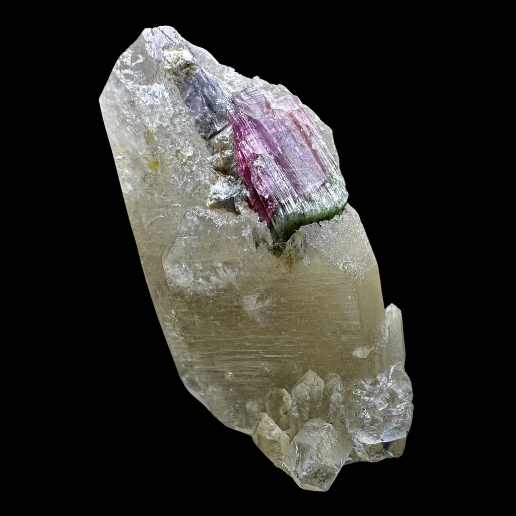 Bicolor Tourmaline on Quartz from Minas Gerais, Brazil