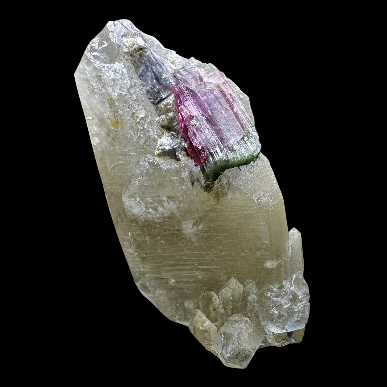 Bicolor Tourmaline on Quartz from Minas Gerais, Brazil