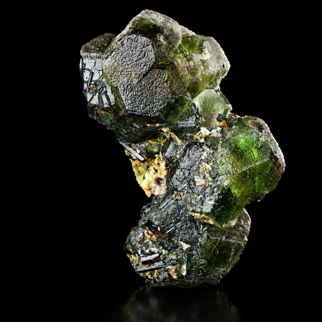 Green Fluorite with Schorl from Erongo Mountains, Namibia